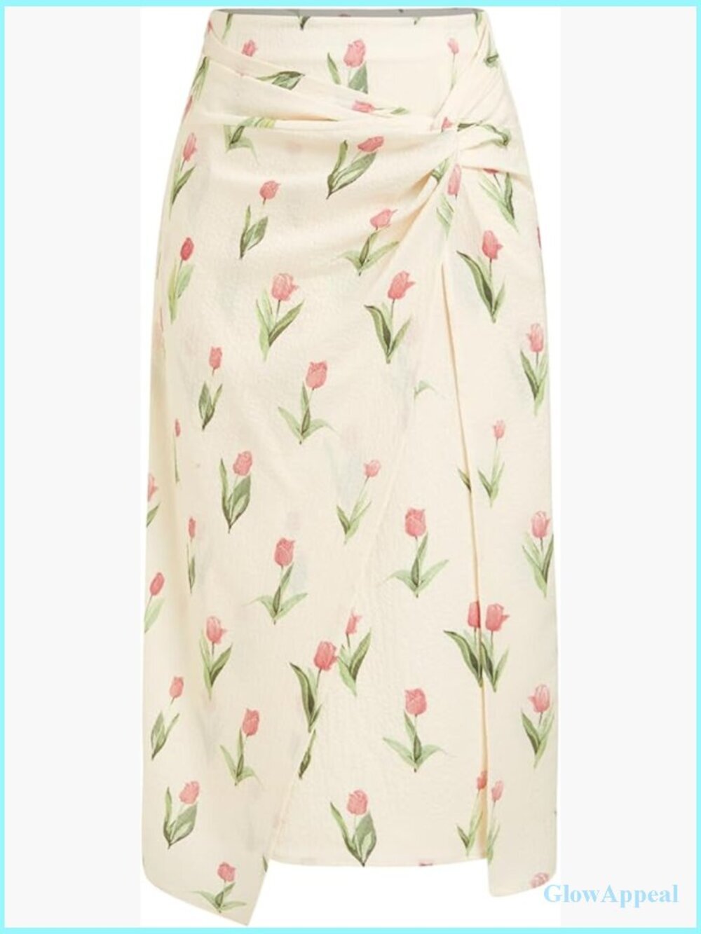 Floral Asymmetrical High Waist Ruched Midi Skirt